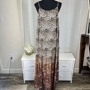 NINA LEONARD BEAUTIFUL FRESH Leopard Print Maxi Dress, Size 3X